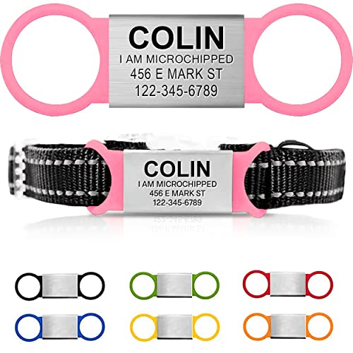 Personalized Dog Name Tag - No Noise - Engraved & Slide On - Custom Collar Tags for Small, Medium, Large Dogs & Cats