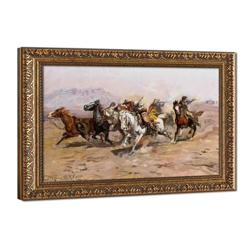 Impressions sur toile Outnumbered Charles M Russell tableau 40,6 x 61 cm