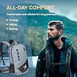 Waterproof Fishing Backpack with Rod Holder, Inflatable Air Valve, Padded Waist Straps & Gear Loops - Submersible Zipper, Rugged Top Handle, Adjustable Attachments (Gray) - Image 5