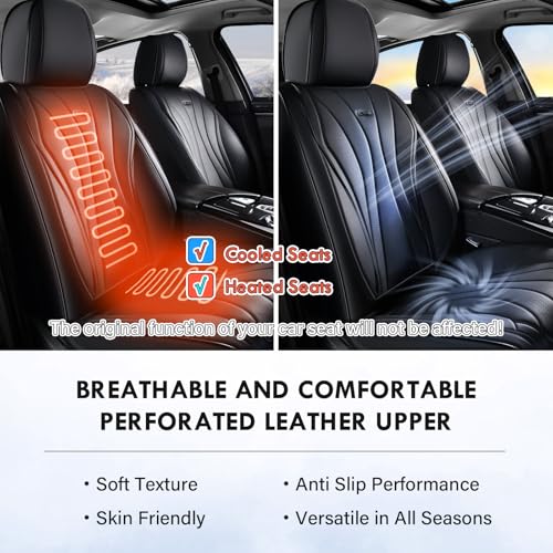 Image of Coverado Front Seat Covers, 2 PCS Leather Seat Cover, Black Seat Cover for Cars, Waterproof Car Seat Cover, Car Seat Protector, Driver Seat Covers Seat Cushion Universal Fit for Most Vehicles (Black)