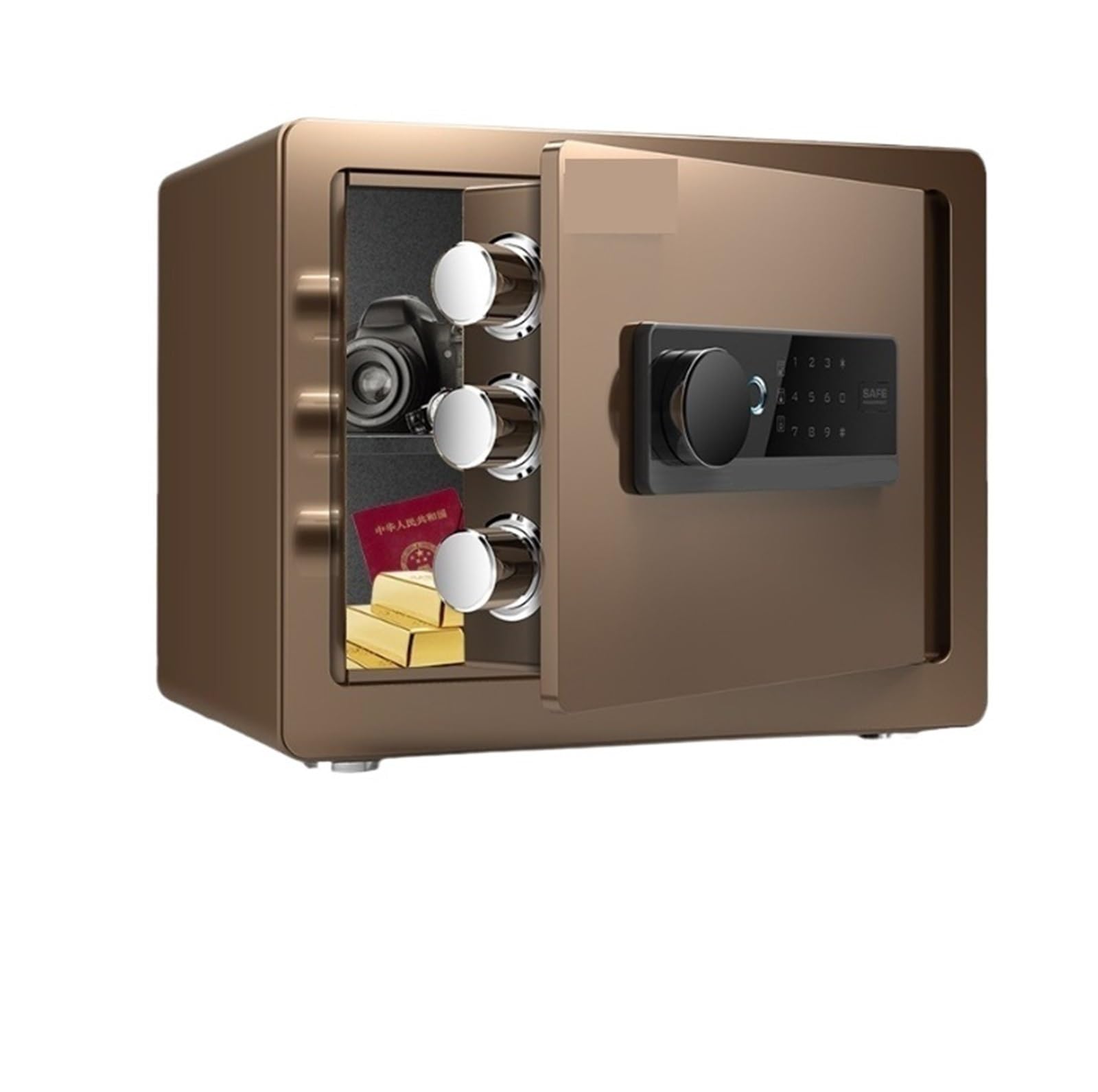 Cassaforte Cassetta di sicurezza digitale nascosta piccola e sicura for la casa con impronte digitali e sistema di allarme doppio con tastiera touch screen for ufficio Cassetta portavalori(Bruin)