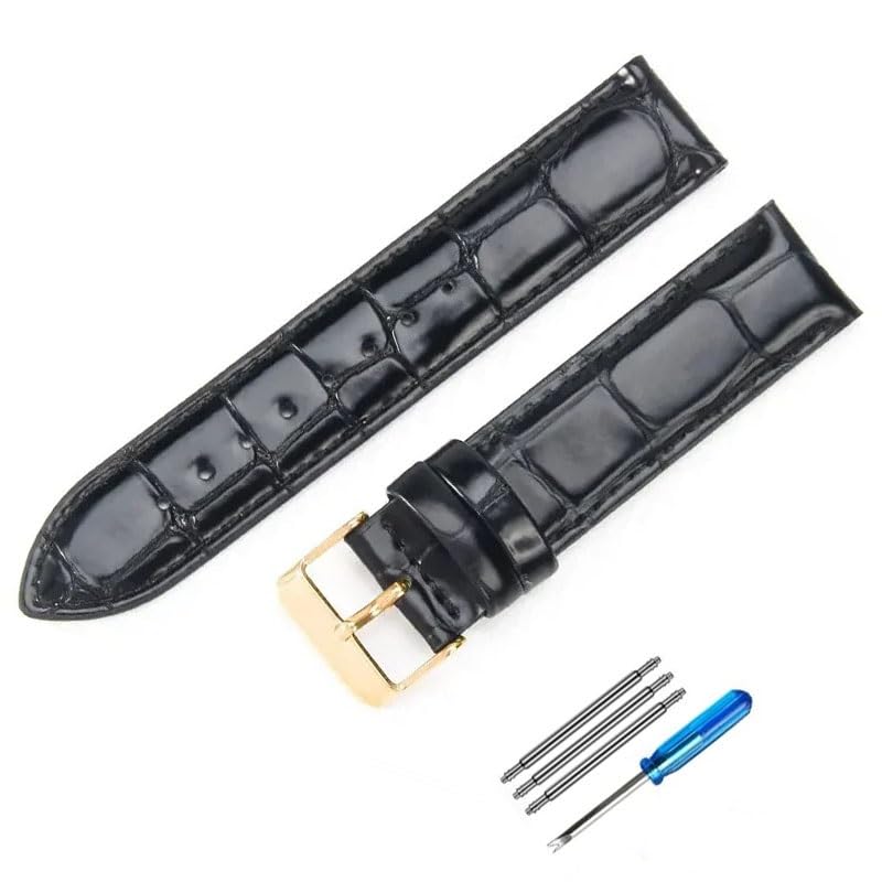 Bracelet de montre en cuir pour montre DW 18mm noir et doré homme femme