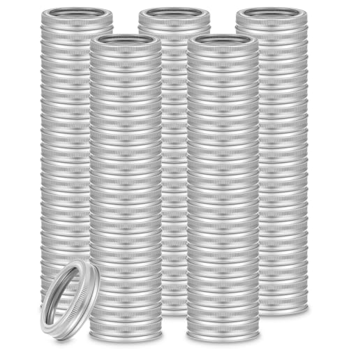 100 Pieces Regular Mouth Canning Rings 70mm Mason Jar Split-Type Seals Metal Replacement Rings Reusable Leak Proof Replacement Bands for Mason Jars (Silver)