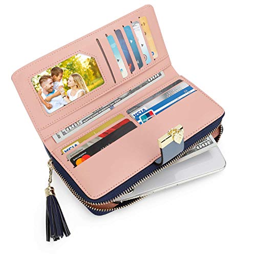 Image of RFID Wallets for Women with Multiple Card Slots and Cellphone Compartment, Womens Wallet (bule /white /blue)