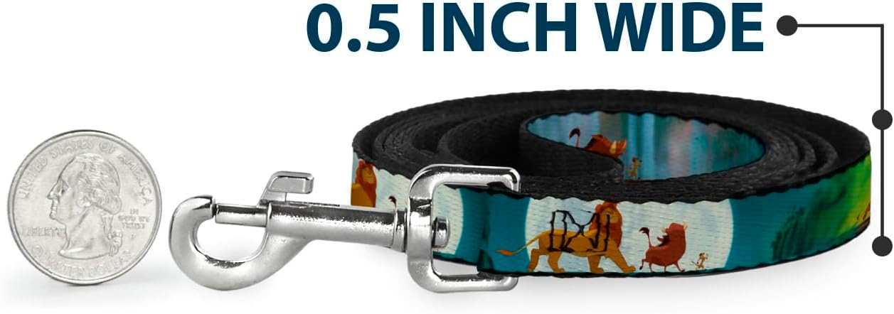 Buckle-Down Pet Leash - Mufasa & Simba JUST CAN'T WAIT TO BE KING/Family Silhouette - 6 Feet Long - 1.5" Wide