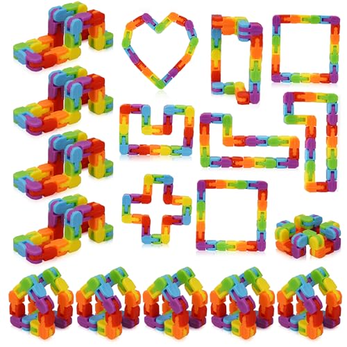 24 Pack Wacky Track Fidget Toys – Rainbow Snap and Click Twisty Toys for Kids, Birthday Party Favors, Goodie Bag Stuffers, Classroom Prizes