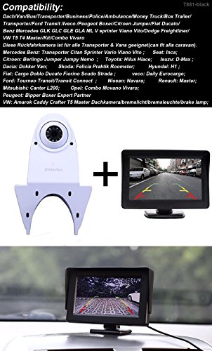 Night Vision 12 LED Waterproof Reversing System Car Rear View Camera + 4.3 "LCD Car Monitor for Viano Vito Transit Ducato VW Crafter T5 Master all other transporters with brake light at the roof - Image 2