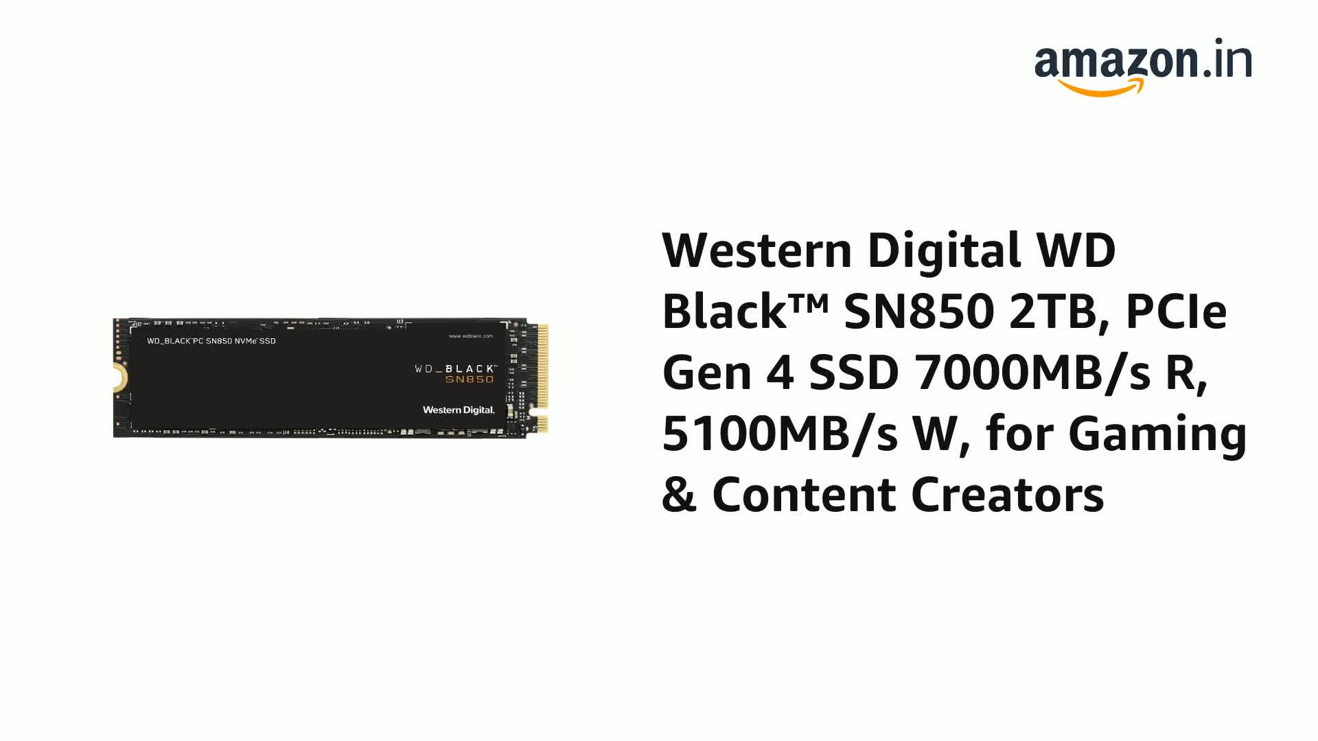 Amazon In Buy Western Digital Wd Black Sn850 2tb Pcie Gen 4 Ssd 7000mb S R 5100mb S W For Gaming Content Creators Online At Low Prices In India Western Digital Reviews