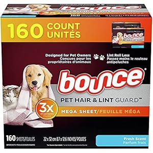 tmp Bounce Fresh Scent Pet Hair and Lint Guard Mega Dryer Sheets 2 Pack of 80 each (160 Count Total) 003-07-0359