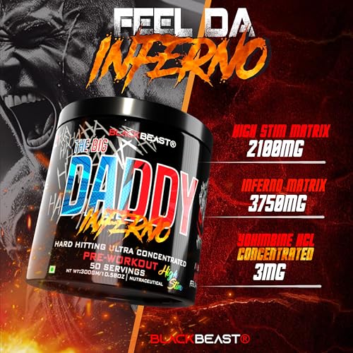 Image of Black Beast The Big Daddy Inferno Pre workout (50 Servings, Cotton Candy) | 2500mg Aminature Fermented Citrulline Malate, 100mg Alpha GPC, Sharp Focus, Strength, Energy and Pump