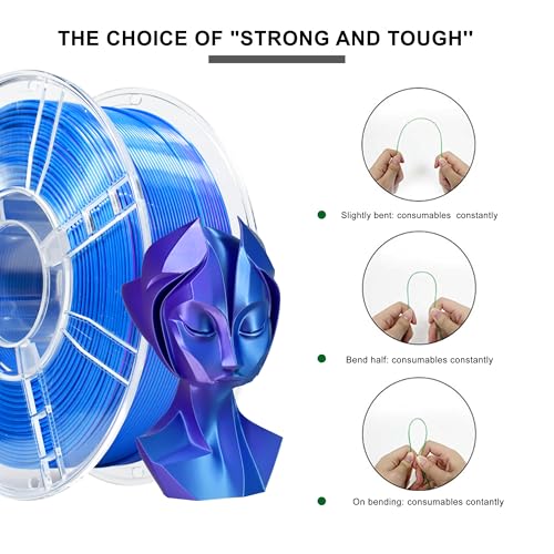 Image of iBOSS Silk PLA+ Filament 1.75mm Blue Purple Dual Color PLA Plus 3D Printer Filament 2 in 1 Coextrusion 1KG Spool(2.2lbs) 3D Printing Filament Dimensional Accuracy + /- 0.02mm Fit Most FDM Printers