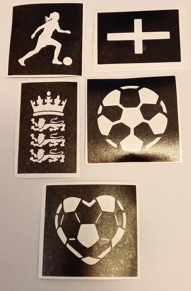 Womens England Football stencils for glitter tattoos / airbrush / many other uses World Cup Lions lioness