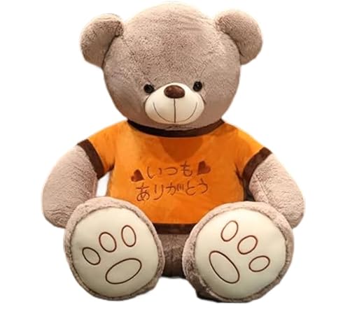HYAKURIぬいぐるみ くま クマ 熊 テディベア 抱き枕 クッション 特大 かわいい オシャレ お祝い (グレー服を着る熊, 100cm)