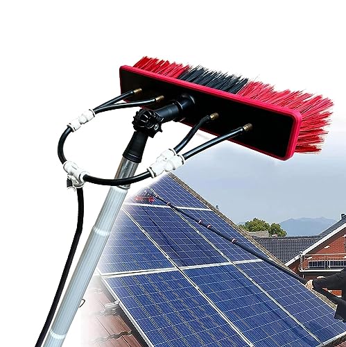 Pxkmouy 15m Limpieza de Paneles fotovoltaicos y solares Coches Caravana Camiones Camper y autobuses Lavado de Autos Cepillo de Agua Poste de Limpieza de extensión Ajustable Cepillo Placas Solares