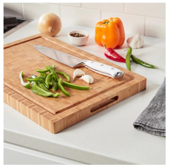 Cuisinart 17 Reversible End Grain Bamboo Cutting Board Embedded Handles