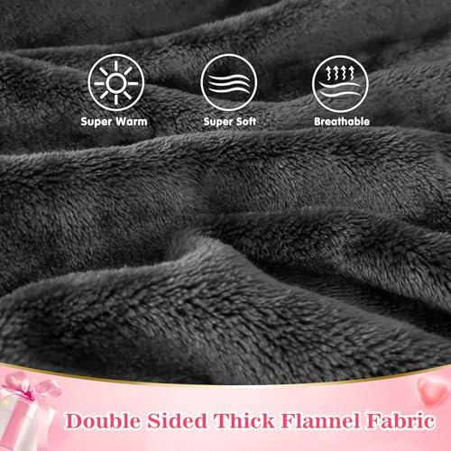 Image of Waitu Wearable Blanket Sweatshirt Gifts for Women and Men, Warm and Cozy Giant Blanket Hoodie, Thick Flannel Blanket with Sleeves and Giant Pocket - Dark Gray