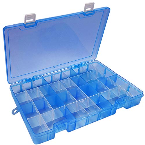 Duofire Plastic Organizer Container Storage Box Adjustable Divider Removable Grid Compartment Big Clear Slot Box For Jewelry Beads Earring Container Tool Fishing Hook Small Accessories, Blue 34 Grids #TOP3