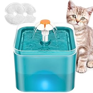 AOUVT Bebedero para Gatos 2L, Fuente de Agua para Mascotas Ultra Silenciosa con luz LED – Sistema de Filtración Cuádruple, Fuente de Agua para Mascotas con Tres Modos de Flujo de Agua (Verde)