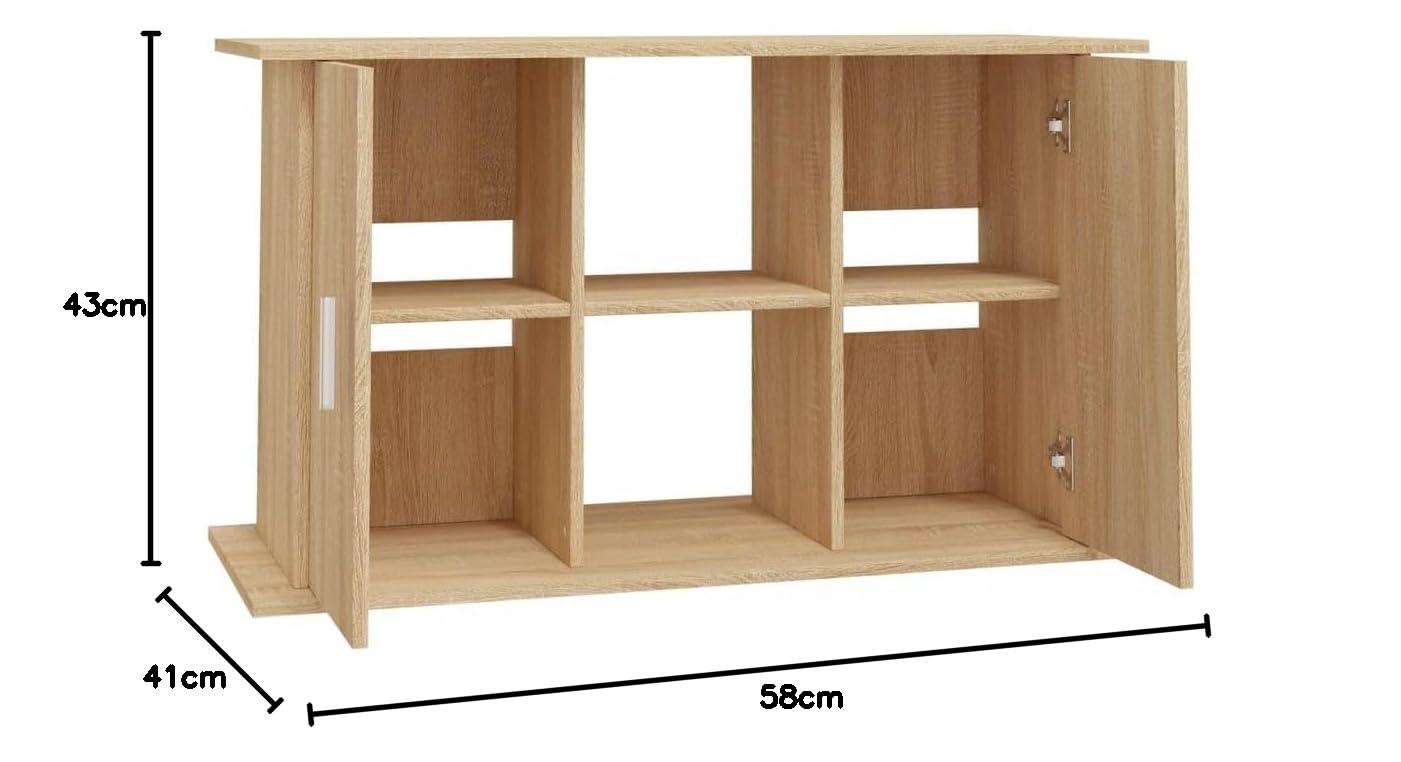 Homgoday Aquariumständer mit Fächer und Ablagen Aquarienschrank Aquarium Unterschrank Aquarium Tisch Aquarienunterschrank Terrarium Schrank Sonoma-Eiche 101x41x58 cm Holzwerkstoff