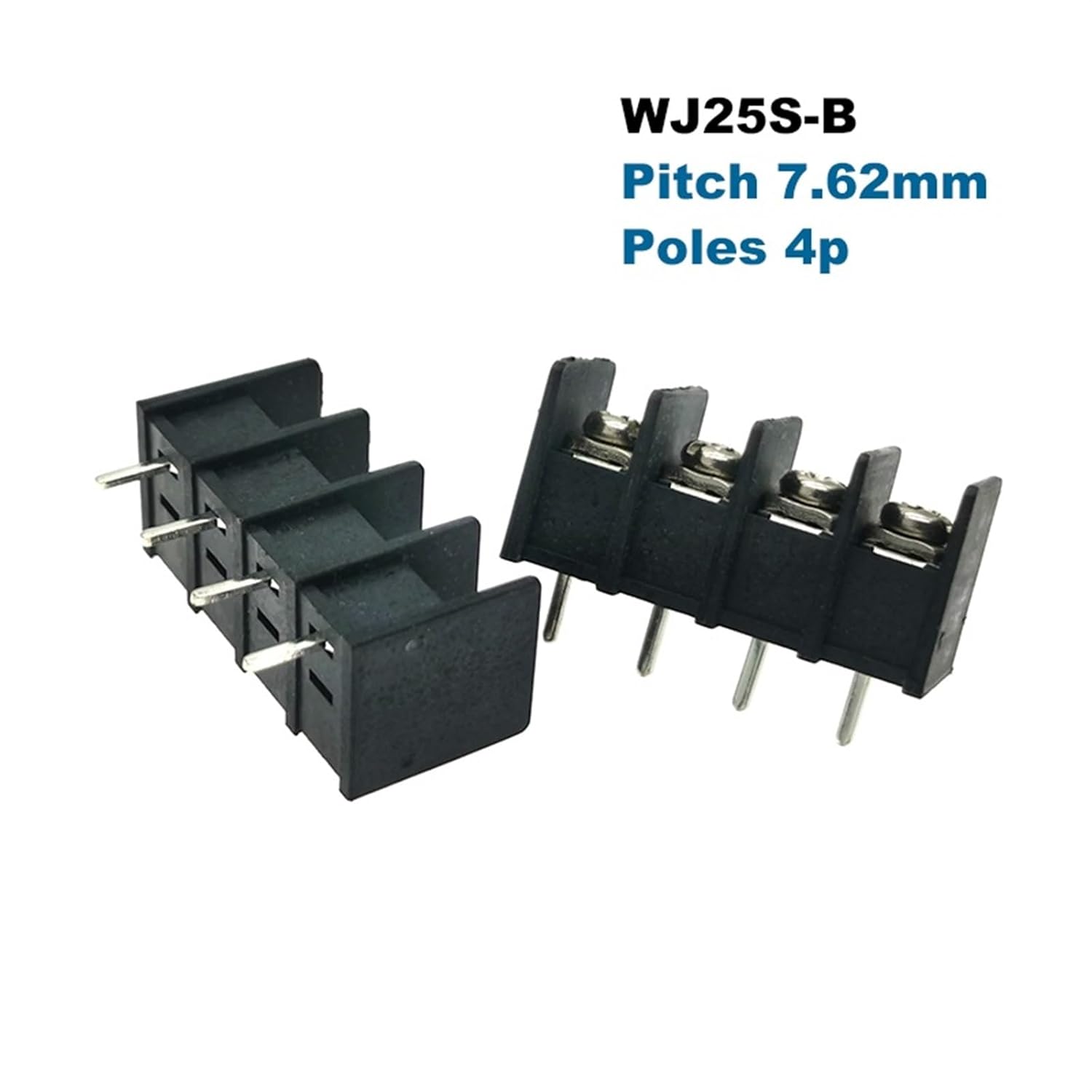 10Pcs 25S-B Pitch 7.62mm Barrier Screw PCB Terminal Block Straight 2/3/4/5/6P Wire Connector Cable 14AWG 15A(6p)