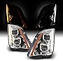 AKKON - For 2008-2014 Cadillac CTS Halogen Model Dual Projector Chrome Housing Switchback LED Headlights