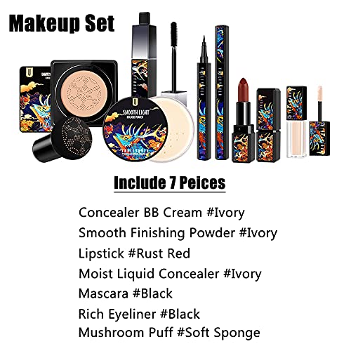 Makeup Set for Women, All in One Palace Makeup Kit, Lipstick Concealer BB Cream Foundation Eyeliner With Delicate Gift Box 7PCS Set for Valentine's Day Mother's Day Birthday Sending Good Wishes