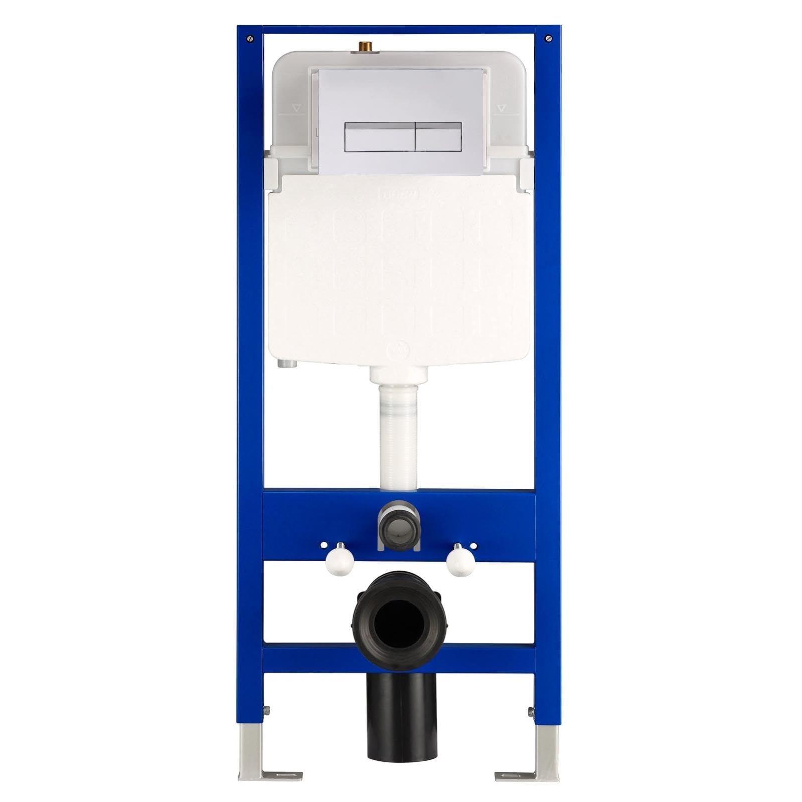 Inodoro con placa de accionamiento empotrable, material HDPE, cisterna de pared para inodoro de pared, estantería de hierro pintado, juego completo de 50 x 10 x 114 cm