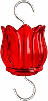 Glass Ant Moat for Hummingbird Feeder - 3 OZ Red Tulip Insect Guard with Large Capacity