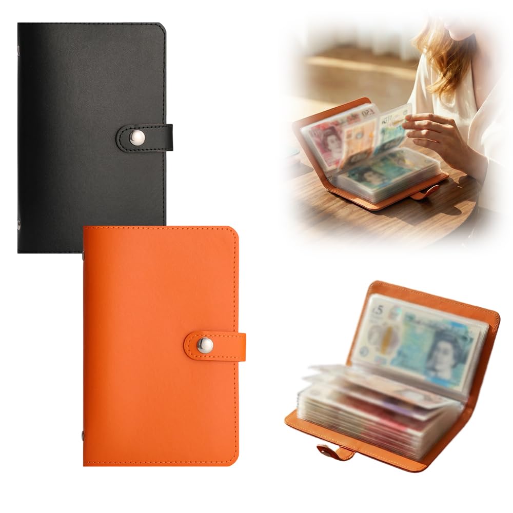 Savings Challenge Book (50 Pages), 2026 New 100 Envelopes Money Saving Challenge, Stylish Money Saving Wallet, Cash Budget Money Saving Book for Couples, Offices and Home (Orange, Black)