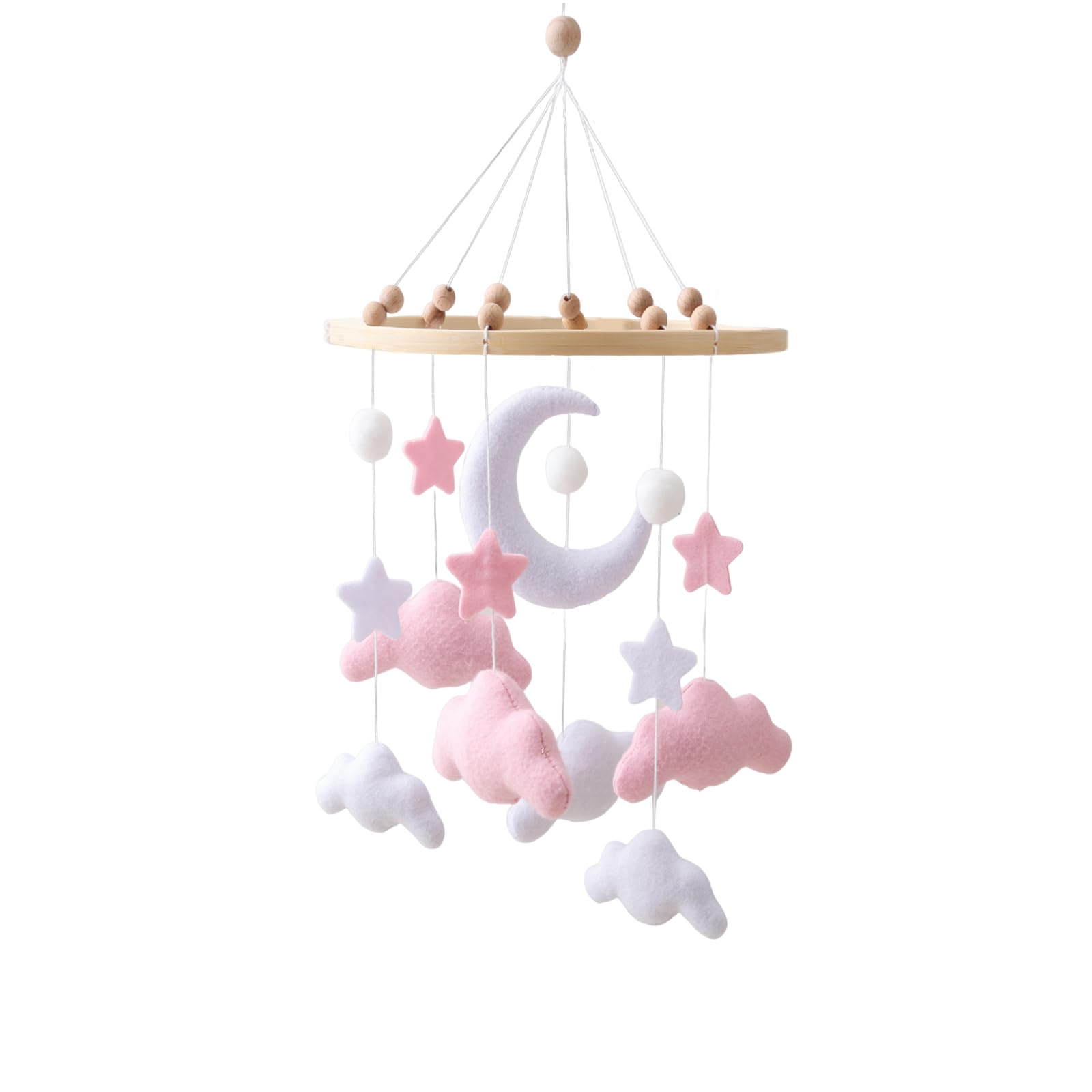 GOODMOM Cloud Mobile for Crib - A Handmade Gender Neutral Cloud Crib Mobile with Moon and Stars Boho Nursery Decor Gender-Neutral Crib and Ceiling