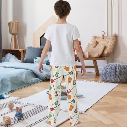 Boy's Pants Colored Guitar Jogger Pants Elastic Waist Long Bottoms Trousers with Pockets 6-14 Years3