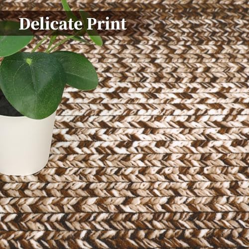 GAOMON Modern Braided Print Area Rug, Brown, 9 x 12 FT, Machine Made, Low Pile, Non-Slip, Non-Shedding, Indoor, Polyester, Adult, Unisex