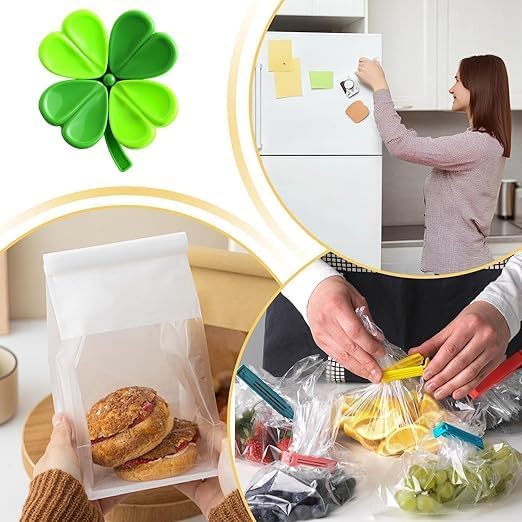 Magnetic Bag Clips - Reusable Strong Seal Food Bag Clip, Decorative Fridge Magnet Clips for Chips, Bread, Kitchen Pantry Organization (Powder) image 4