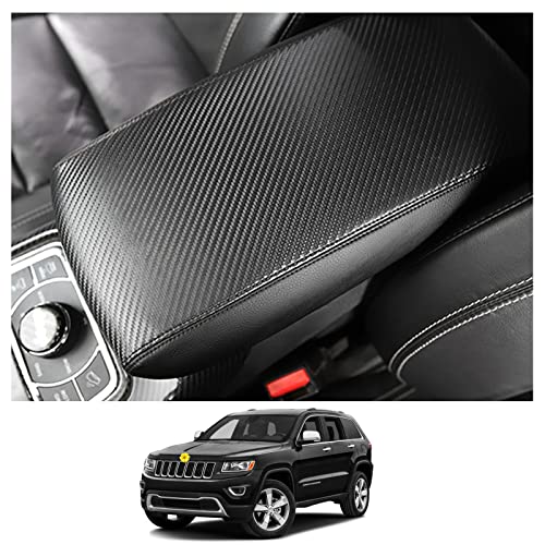 Image of CDEFG Car Center Armrest Cover Console Lid Cover for Grand Cherokee 2011-2020 2021, Armrest Pads Supporter, Scratch Resistance (Black Armrest Cover)