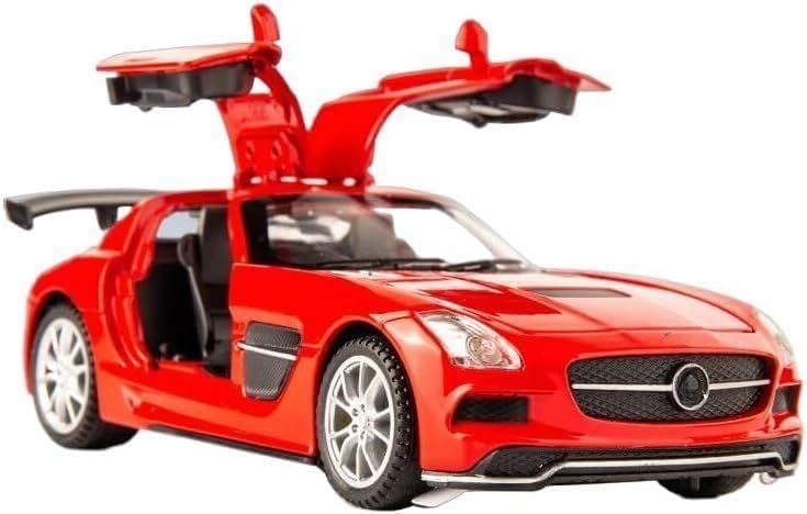 Image of 1 /32 Merceedes Benz SLS AMG GT Future Model Car - Exclusive Alloy Metal Pullback Toy with Openable Doors, Lights, and Music for Kids (1:32 Merceedes SLS- Red)