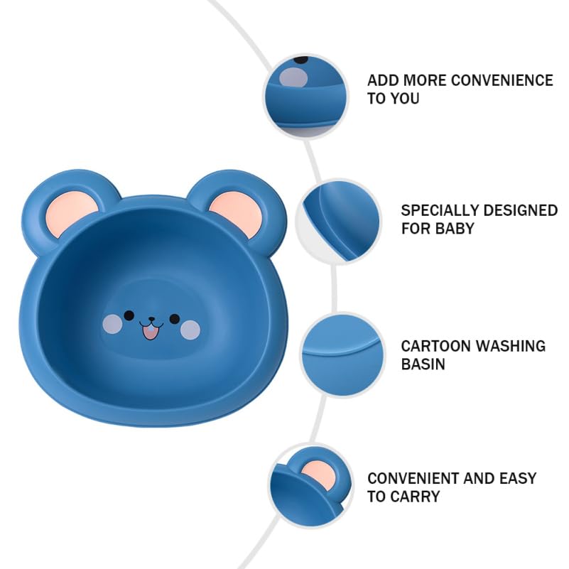 minkissy Lavabo para bebés de dibujos animados para bebé, plástico PP, gran capacidad, mate, apilable, para cuidado del bebé, baño