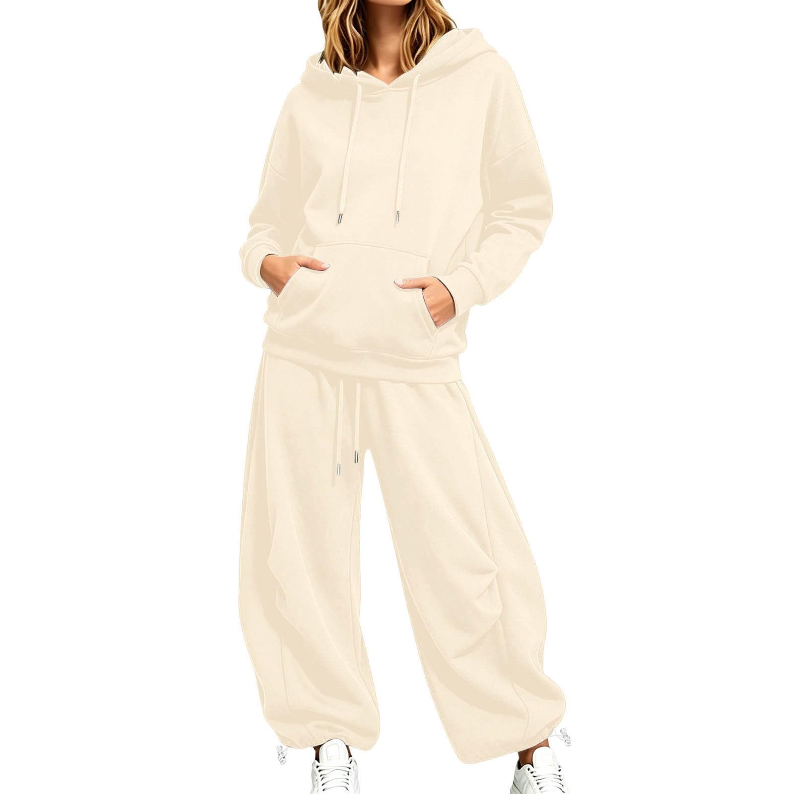 Generico Completo Sportiva Tuta Donna Completi 2 Pezzi Felpa con Cappuccio e Pantaloni Comodo e Traspirante Tute da Ginnastica per Jogging Fitness Casa