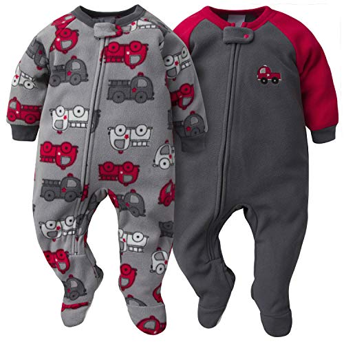 Image of Gerber Baby Boys' Toddler Loose Fit Flame Resistant Fleece Footed Pajamas 2-Pack