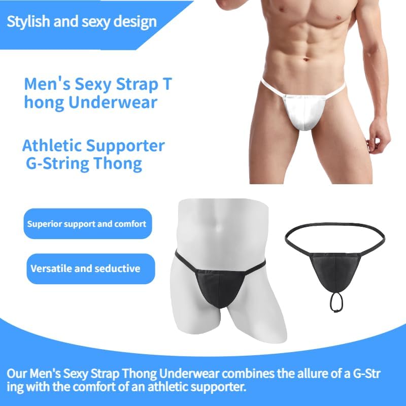 Men's Sexy Strap Thong Underwear with Athletic Supporter G-String Thong Underwear for Men - Image 5