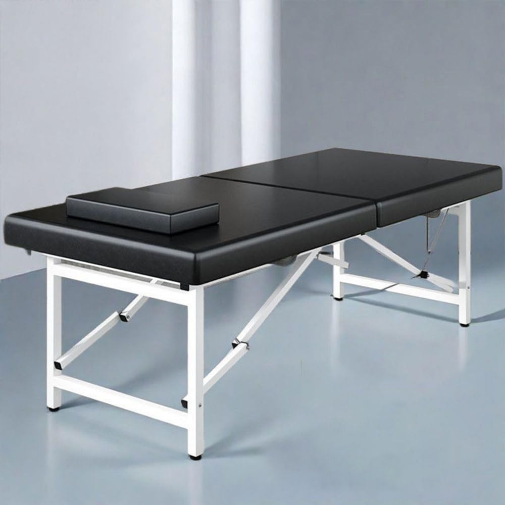 SHGCLKD Portable Folding Massage Table with Headrest, Professional Spa Bed for Therapists, Salon Beauty Treatment, Tattoo, Facial Use(Black,185x70cm-72.8x27.6in)