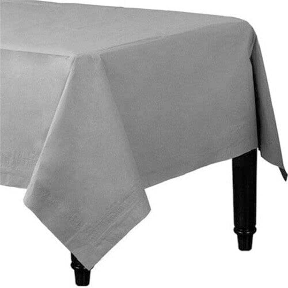 Venuscello Silver Venuscello® 25 X Paper Table Cloth Square Tabletop Disposable Folded Cover To Protect Table For Birthday Party - 90Cm X 90Cm
