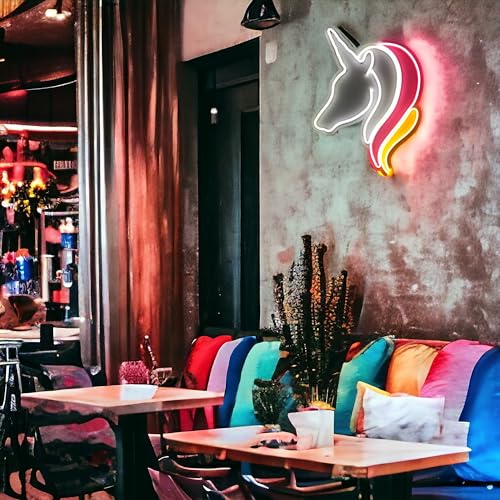 Image of Unicorn Neon Sign - Multicolor LED Wall Light for Kids Bedroom, Living Room, Party & Cafe Decor