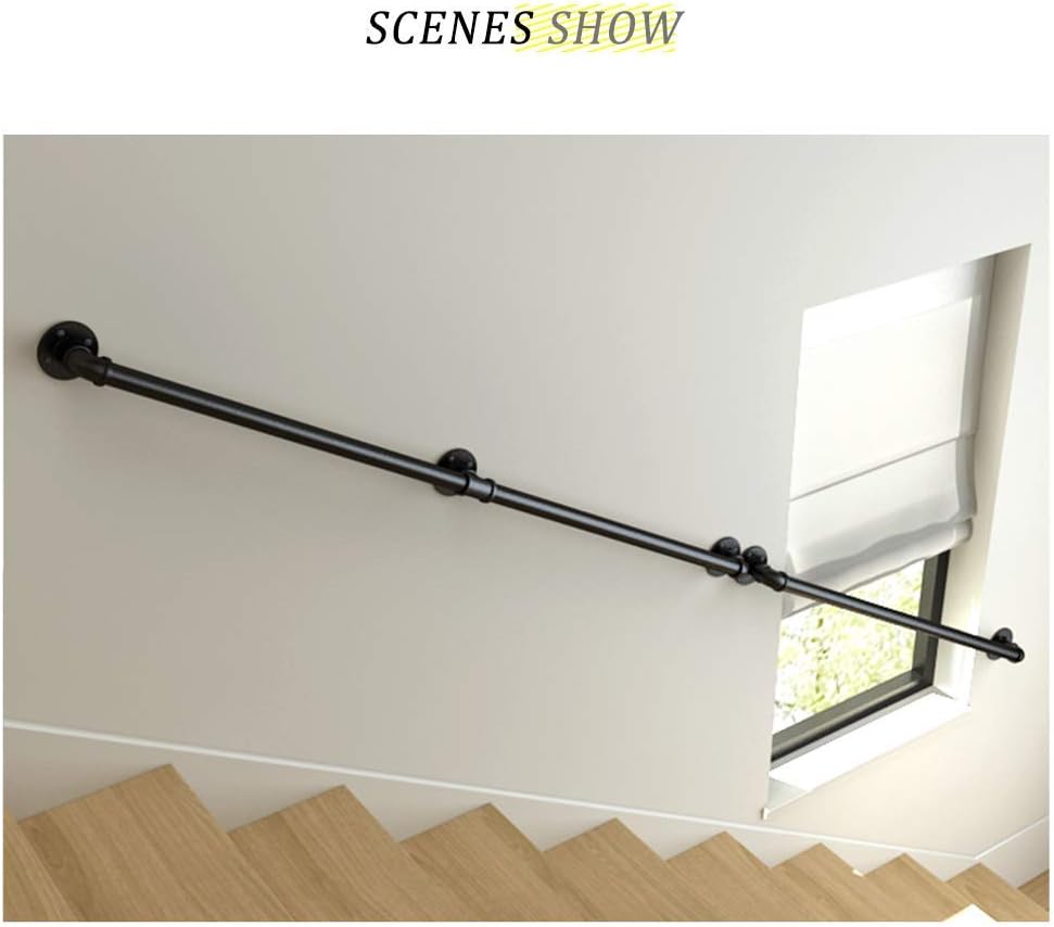 DASHADAO Stair Handrails for Wall Staircase Handrails/Bannister Rail | Wall Mounted Black Rustic Vintage Pipe Decking Railings Complete Kit | for Villas/Loft/Entryways/Bar