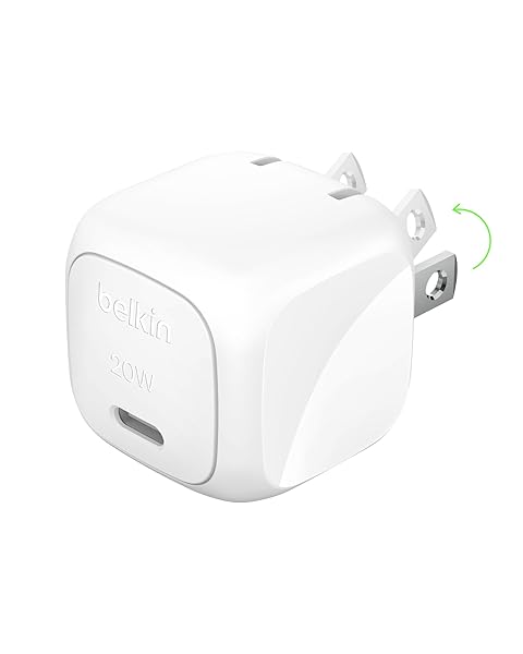 Belkin Compact Charger Block 20W, USB-C Fast Charging - Apple iPhone 17, Air, Pro, Pro Max, Samsung Galaxy S25, iPad, AirPods, Apple Watch, Nintendo Switch 2, Google Pixel 10, etc. - White