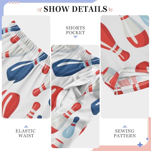 Pajama Bottoms, Bowling Pin Cartoon Pattern Sleeping Pant Lounge Wear Elastic Waist Long Pants Sleepwear Pjs4