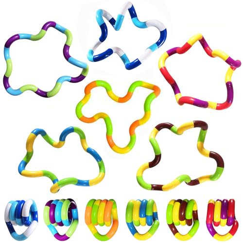 Sensory Fidget Toys - 6PCS Multicolor Twisty Fidget Toys for Adults,Boys,Girls for Relaxation,Anxiety Stress Relief,Decompression-Squeeze, Twist, Chain Spinner Alternative Gift
