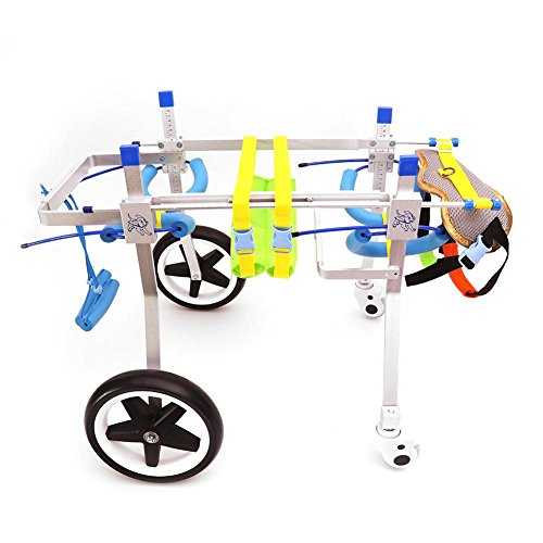 Rungao - Silla de Ruedas Ajustable para Mascotas con 4 Ruedas para Perros y minusválidos, L-Height:52-62cm,Width:26-40cm