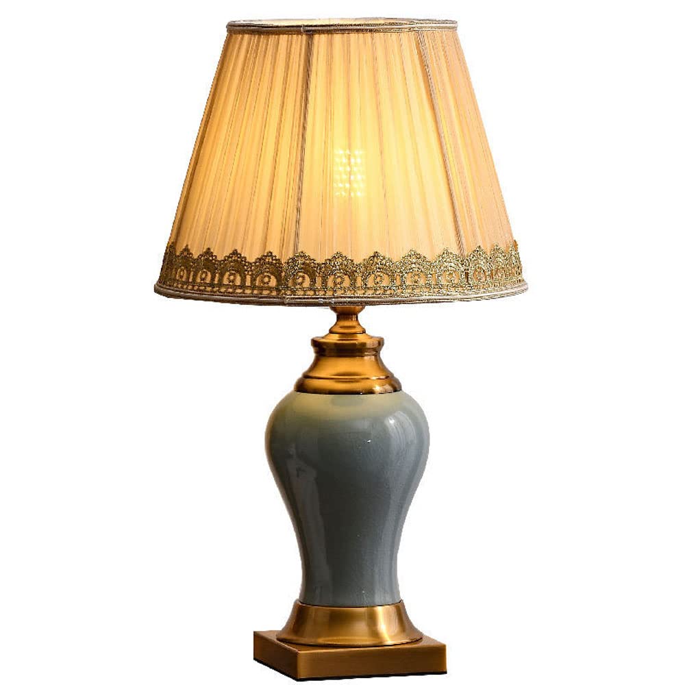SGKOMN Chinese Vintage Ceramic Table Lamp European Modern Contemporary Minimalist Desk Decor Bedside Lamps For Bedroom Nightstand Lamp End Table Lamps