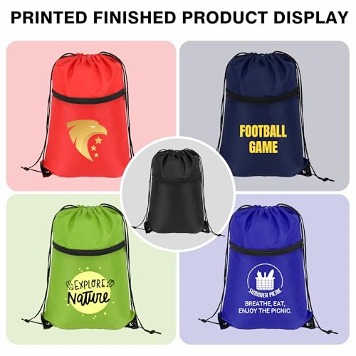 Image of Custom Drawstring Backpacks Bags 100 /200 Pack Personalized Bulk, Customized Draw String Sport Bags with Logo Text, Cinch Tote Backpack for Gym, Sport, Event,Gift, Activity, With Zipper Pocket