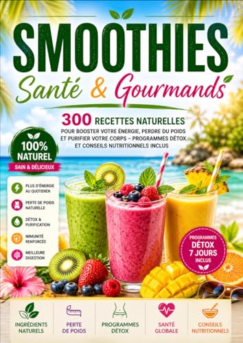 Smoothies Santé & Gourmands 300 recettes naturelles pour booster votre énergie, perdre du poids et purifier votre corps – Programmes détox et conseils...